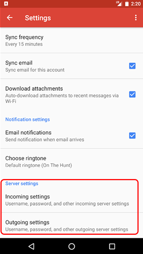 Android Modify Account Step 6