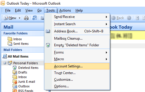 Outlook 2007 Screenshot Step 1